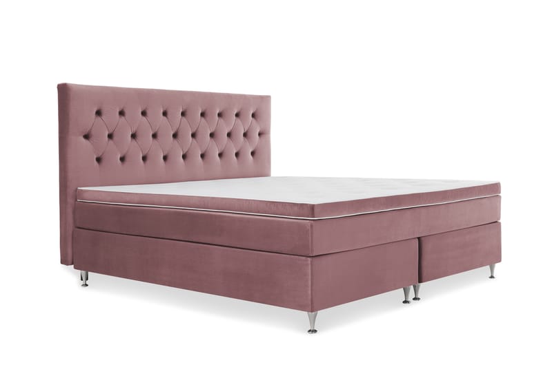 Royal Velvet Komplett Sängpaket 210x210 cm - Rosa med Låga Silverben - Möbler - Säng - Komplett sängpaket