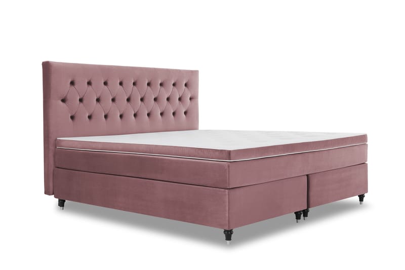 Royal Velvet Komplett Sängpaket 210x210 cm - Rosa med Svarvade ben - Möbler - Säng - Kontinentalsäng