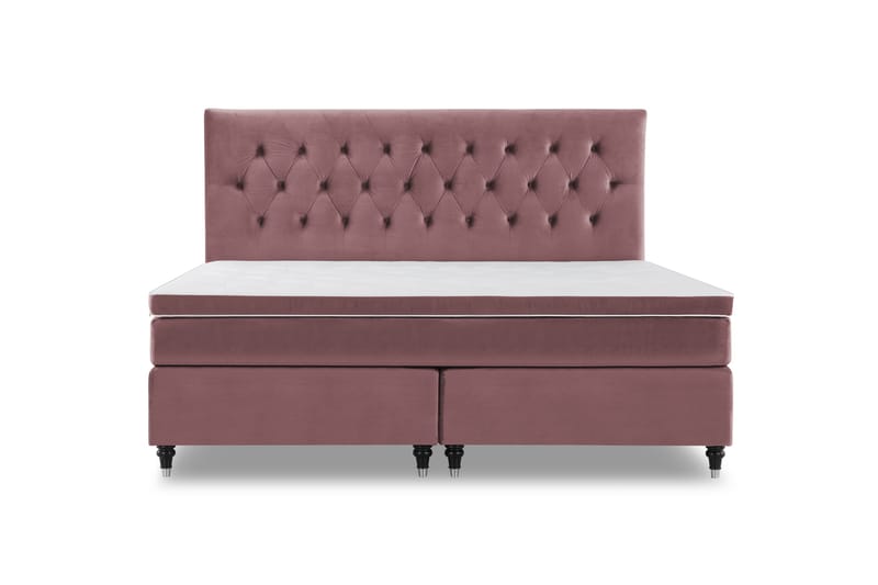 Royal Velvet Komplett Sängpaket 210x210 cm - Rosa med Svarvade ben - Möbler - Säng - Kontinentalsäng