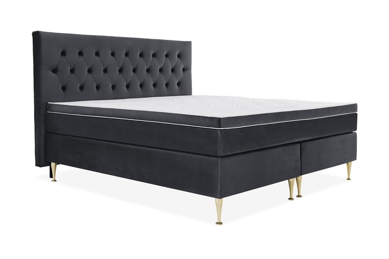 Royal Velvet Komplett Sängpaket 210x210 cm - Svart med Höga Guldben - Möbler - Säng - Kontinentalsäng