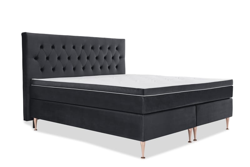 Royal Velvet Komplett Sängpaket 210x210 cm - Svart med Höga Rosében - Möbler - Säng - Kontinentalsäng