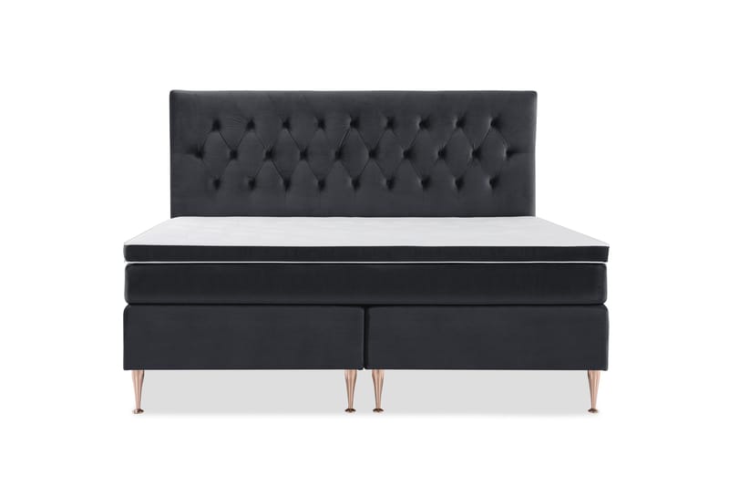 Royal Velvet Komplett Sängpaket 210x210 cm - Svart med Höga Rosében - Möbler - Säng - Kontinentalsäng
