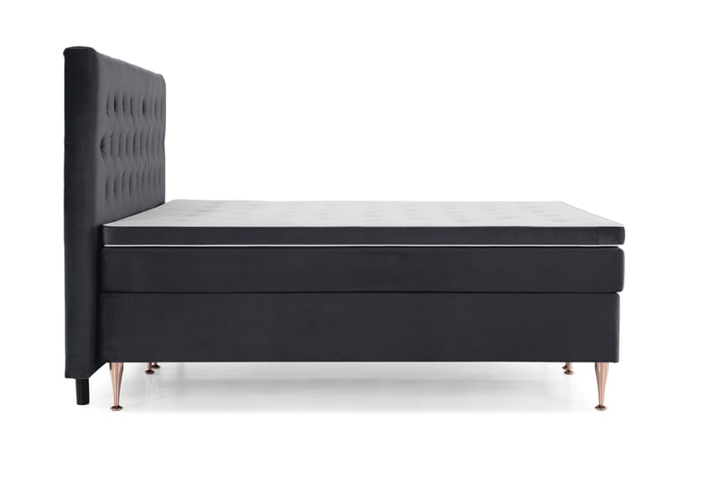 Royal Velvet Komplett Sängpaket 210x210 cm - Svart med Höga Rosében - Möbler - Säng - Kontinentalsäng