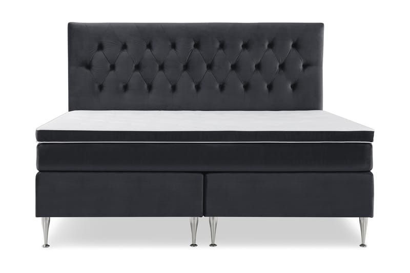 Royal Velvet Komplett Sängpaket 210x210 cm - Svart med Höga Silverben - Möbler - Säng - Kontinentalsäng