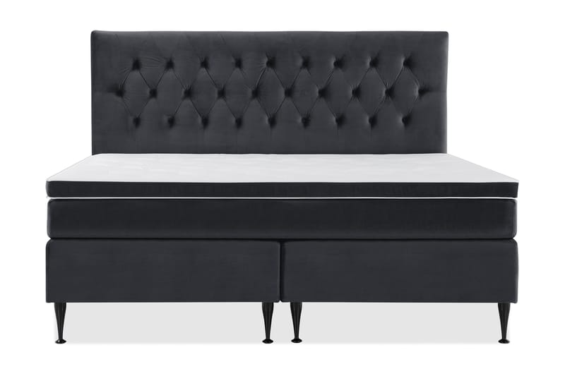 Royal Velvet Komplett Sängpaket 210x210 cm - Svart med Höga Svarta Ben - Möbler - Säng - Komplett sängpaket