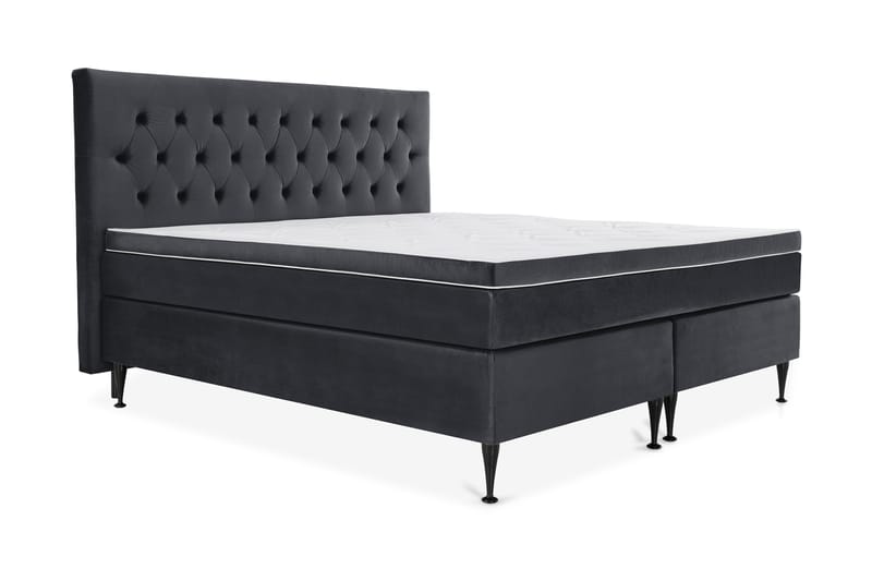 Royal Velvet Komplett Sängpaket 210x210 cm - Svart med Höga Svarta Ben - Möbler - Säng - Komplett sängpaket