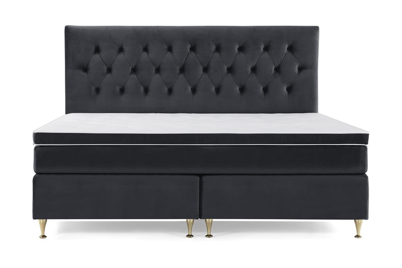 Royal Velvet Komplett Sängpaket 210x210 cm - Svart med Låga Guldben - Möbler - Säng - Komplett sängpaket