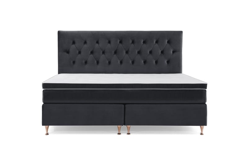Royal Velvet Komplett Sängpaket 210x210 cm, Svart med Låga Rosében