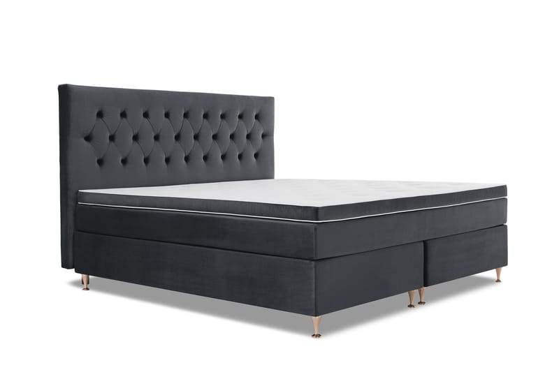 Royal Velvet Komplett Sängpaket 210x210 cm - Svart med Låga Rosében - Möbler - Säng - Kontinentalsäng