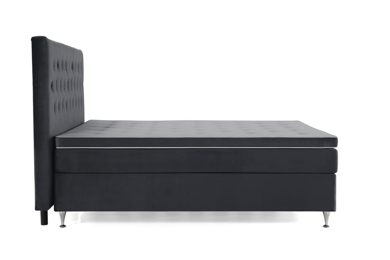 Royal Velvet Komplett Sängpaket 210x210 cm - Svart med Låga Silverben - Möbler - Säng - Komplett sängpaket