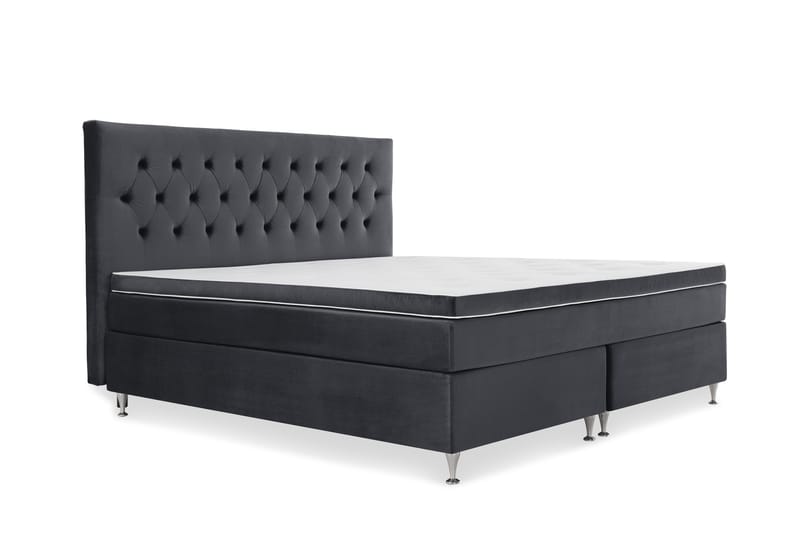 Royal Velvet Komplett Sängpaket 210x210 cm - Svart med Låga Silverben - Möbler - Säng - Komplett sängpaket