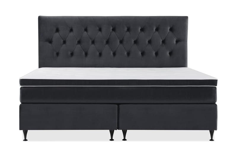 Royal Velvet Komplett Sängpaket 210x210 cm - Svart med Låga Svarta Ben - Möbler - Säng - Kontinentalsäng
