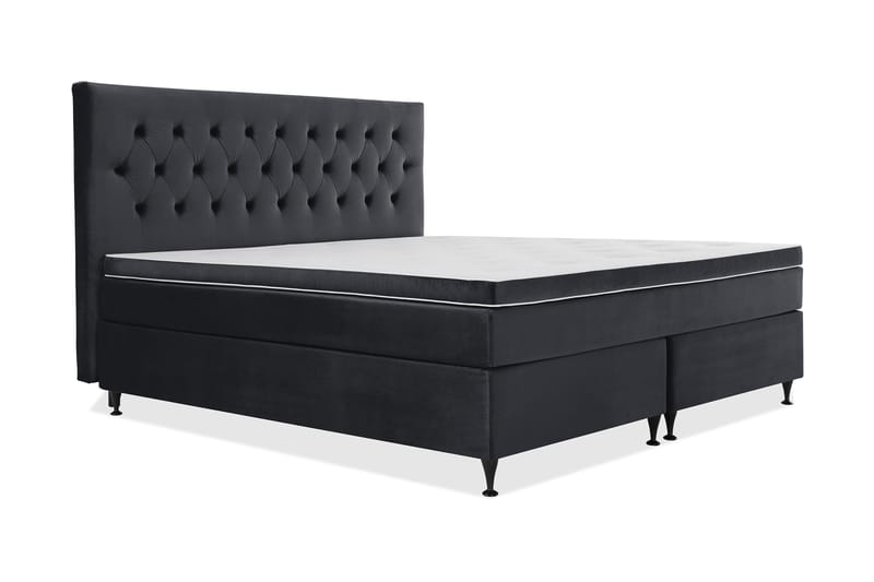 Royal Velvet Komplett Sängpaket 210x210 cm - Svart med Låga Svarta Ben - Möbler - Säng - Kontinentalsäng