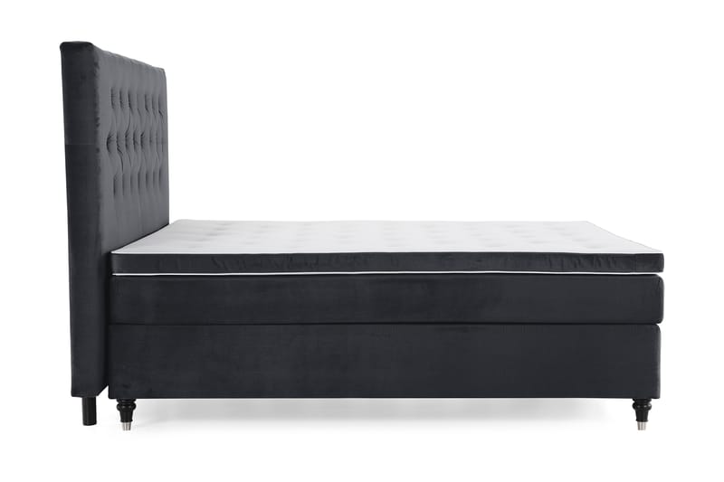 Royal Velvet Komplett Sängpaket 210x210 cm - Svart med Låga Svarvade Ben - Möbler - Säng - Kontinentalsäng