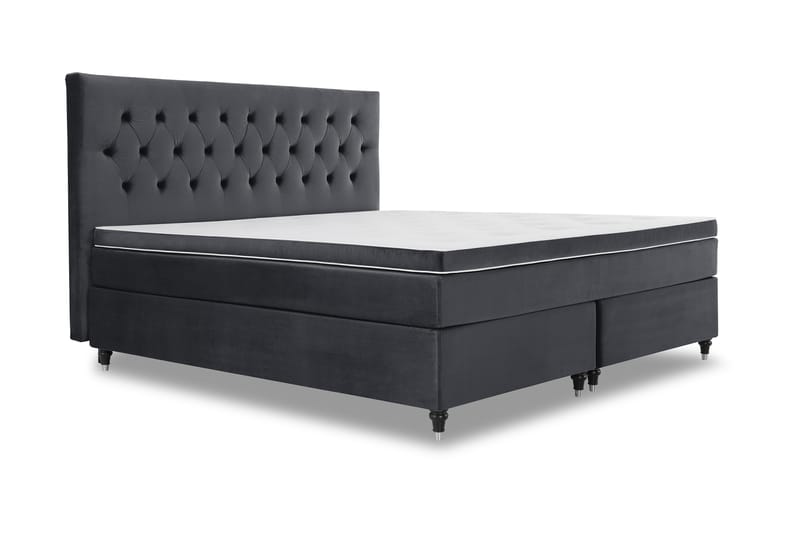 Royal Velvet Komplett Sängpaket 210x210 cm - Svart med Låga Svarvade Ben - Möbler - Säng - Kontinentalsäng