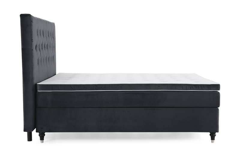 Royal Velvet Komplett Sängpaket 210x210 cm - Svart med Låga Svarvade Ben - Möbler - Säng - Kontinentalsäng