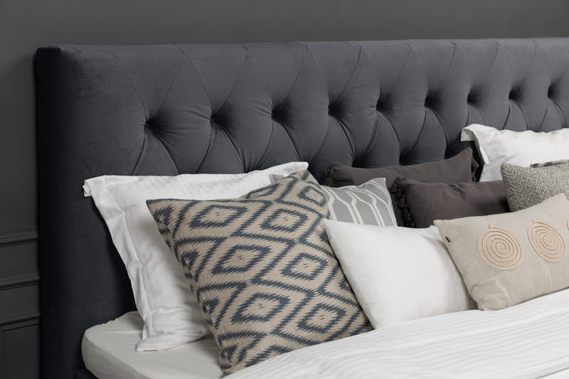 Royal Velvet Komplett Sängpaket 210x210 cm - Svart med Låga Svarvade Ben - Möbler - Säng - Kontinentalsäng