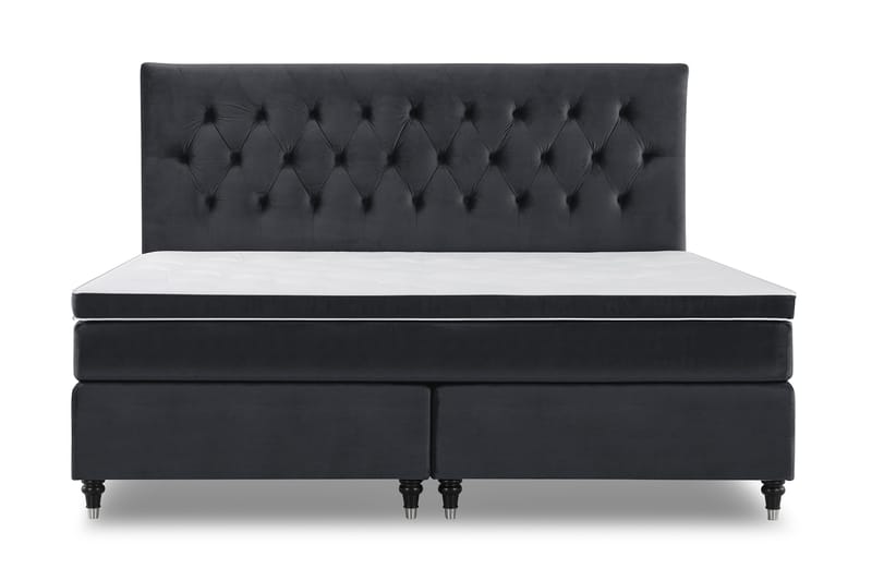 Royal Velvet Komplett Sängpaket 210x210 cm - Svart med Låga Svarvade Ben - Möbler - Säng - Kontinentalsäng