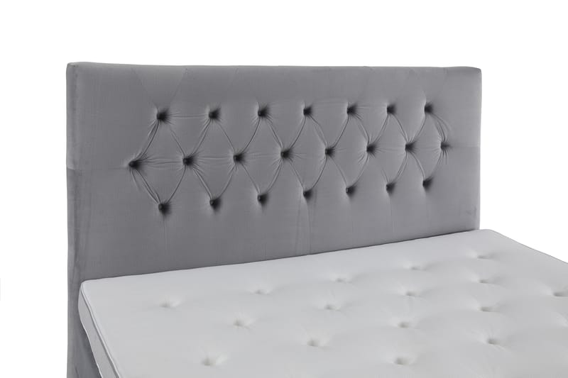 Royal Velvet Komplett Sängpaket 210x210 - Ljusgrå med Låga Roséguld ben - Kontinentalsäng - Dubbelsäng - Familjesäng
