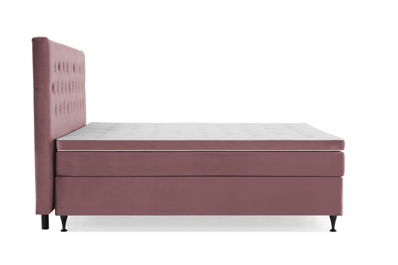 Royal Velvet Komplett Sängpaket 210x210  Rosa med Låga Sv - Rosa med Låga Svarta Ben - Kontinentalsäng - Dubbelsäng - Familjesäng