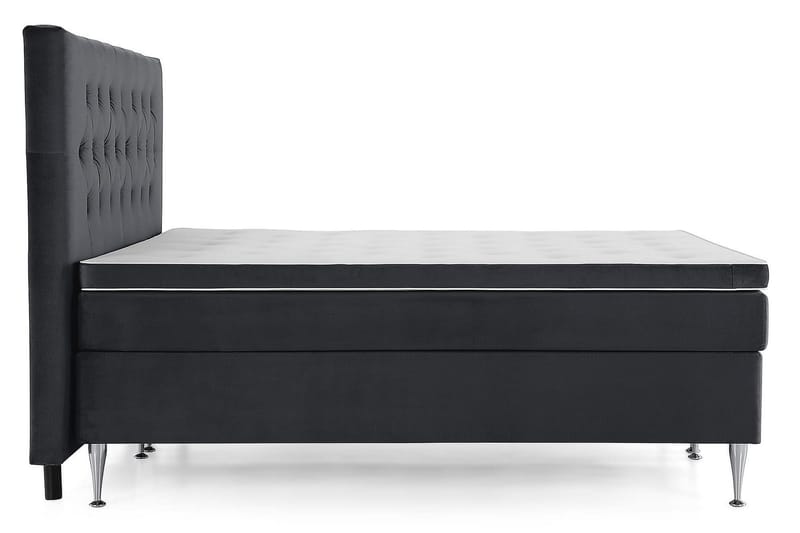Royal Velvet Komplett Sängpaket Sammetssäng 180x200 cm - Svart med höga silverben - Möbler - Säng - Kontinentalsäng