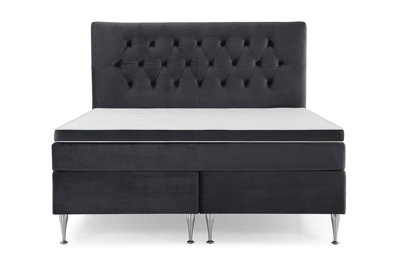 Royal Velvet Komplett Sängpaket Sammetssäng 180x200 cm - Svart med höga silverben - Möbler - Säng - Kontinentalsäng