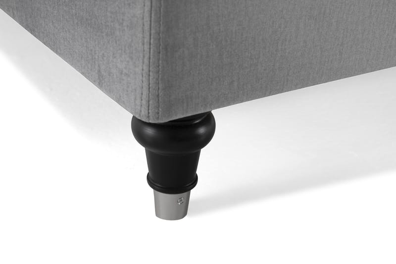 Royal Velvet Kontinentalsäng 180x200 cm - Ljusgrå med Låga Svarvade Ben - Möbler - Säng - Kontinentalsäng