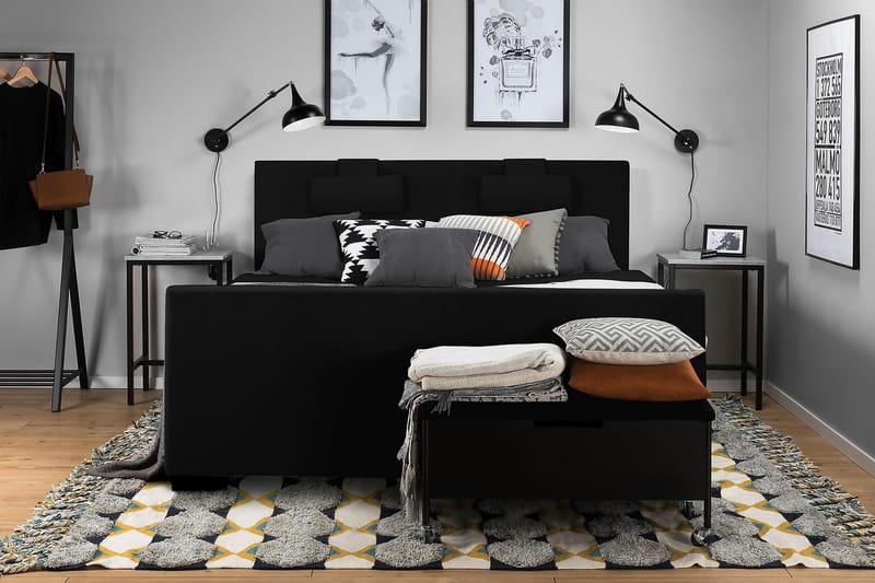 Samantha Kontinentalsäng 160x200 cm - Svart - Möbler - Säng - Komplett sängpaket