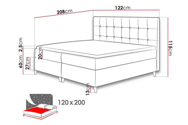 Sandham Kontinentalsäng 120x200 cm - Grå - Kontinentalsäng