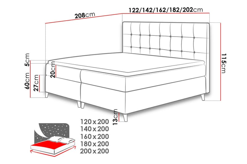 Sandham Kontinentalsäng 180x200 cm - Grå - Möbler - Säng - Kontinentalsäng