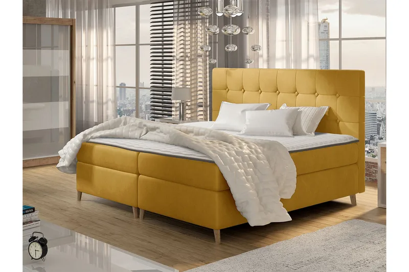 Sandham Kontinentalsäng 200x200 cm - Gul - Möbler - Säng - Kontinentalsäng