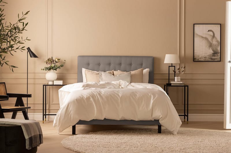 Scarlett Sängpaket 120x200 Latexmadrass - Knappad gavel Grå - Möbler - Säng - Kontinentalsäng