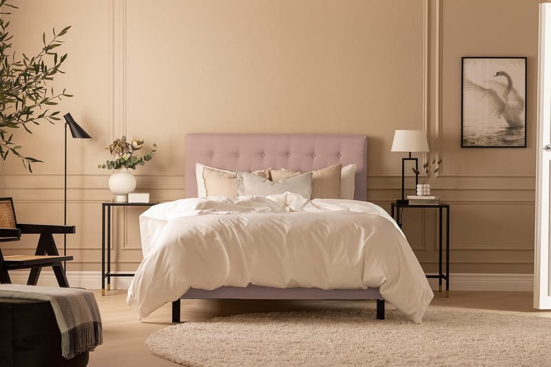 Scarlett Sängpaket 120x200 Latexmadrass - Knappad gavel Rosa - Möbler - Säng - Komplett sängpaket