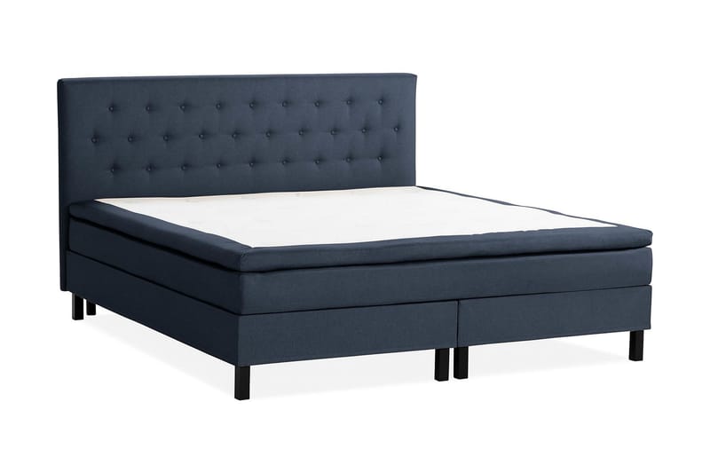 Scarlett Sängpaket 210x210 Latexmadrass - Knappad gavel Blå - Möbler - Säng - Komplett sängpaket