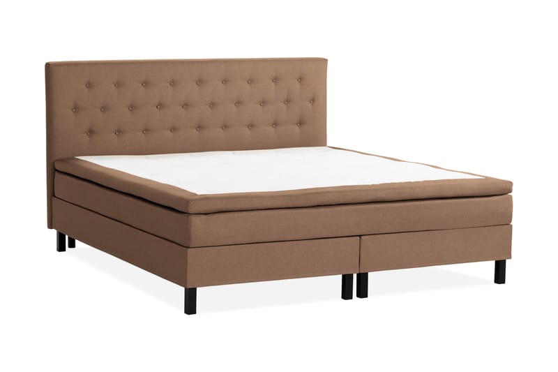 Scarlett Sängpaket 210x210 Skummadrass - Knappad gavel Brun - Möbler - Säng - Kontinentalsäng