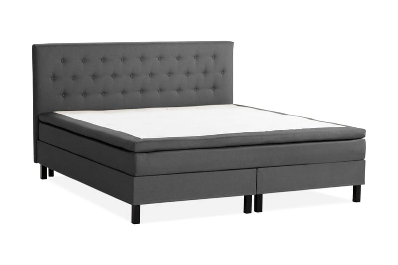 Scarlett Sängpaket 210x210 Skummadrass - Knappad gavel Mörkgrå - Möbler - Säng - Komplett sängpaket
