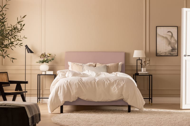 Scarlett Sängpaket 90x200 Skummadrass - Slät gavel Rosa - Möbler - Säng - Komplett sängpaket