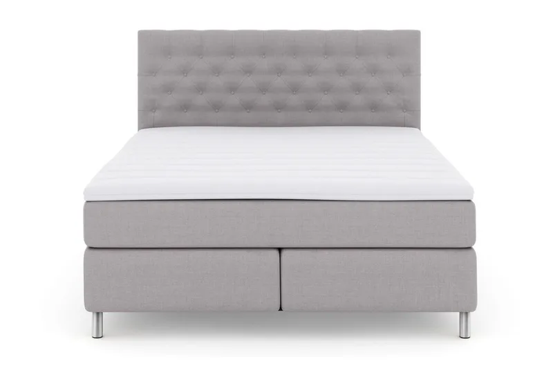 Select No 3 Kontinentalsäng 210x210 Fast/Medium, Ljusgrå/Metall