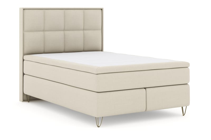 Select No 4 Komplett Sängpaket 140x200 Fast - Beige/Metall V-form - Komplett sängpaket - Kontinentalsäng - Dubbelsäng