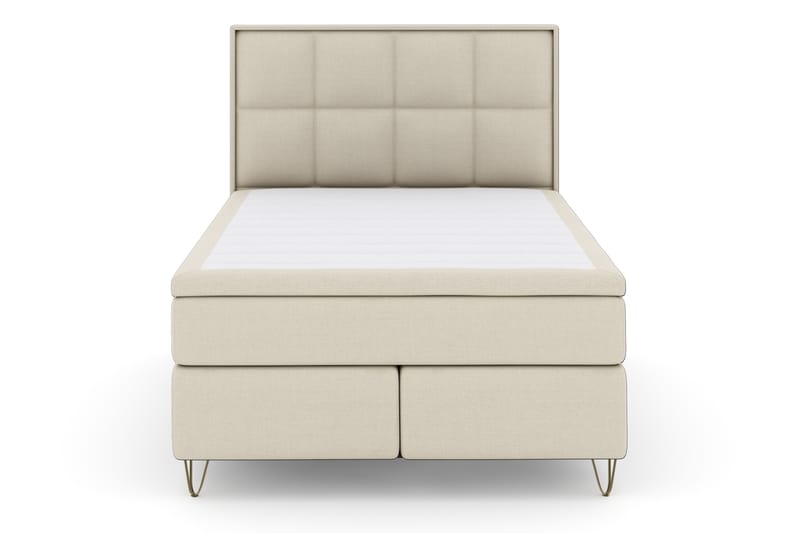 Select No 4 Komplett Sängpaket 140x200 Fast - Beige/Metall V-form - Komplett sängpaket - Kontinentalsäng - Dubbelsäng