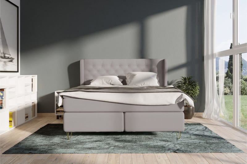 Select No 4 Komplett Sängpaket 140x200 Fast - Ljusgrå/Metall V-form - Möbler - Säng - Kontinentalsäng