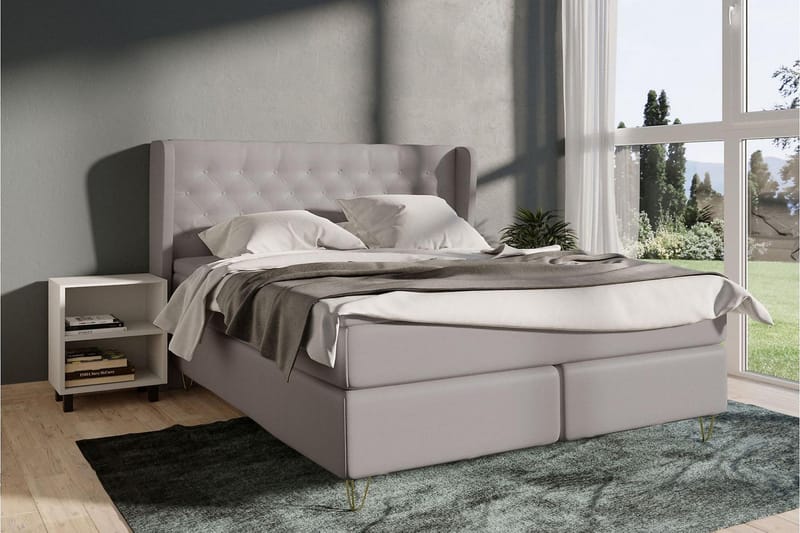 Select No 4 Komplett Sängpaket 140x200 Fast/Medium - Ljusgrå/Metall V-form - Möbler - Säng - Komplett sängpaket
