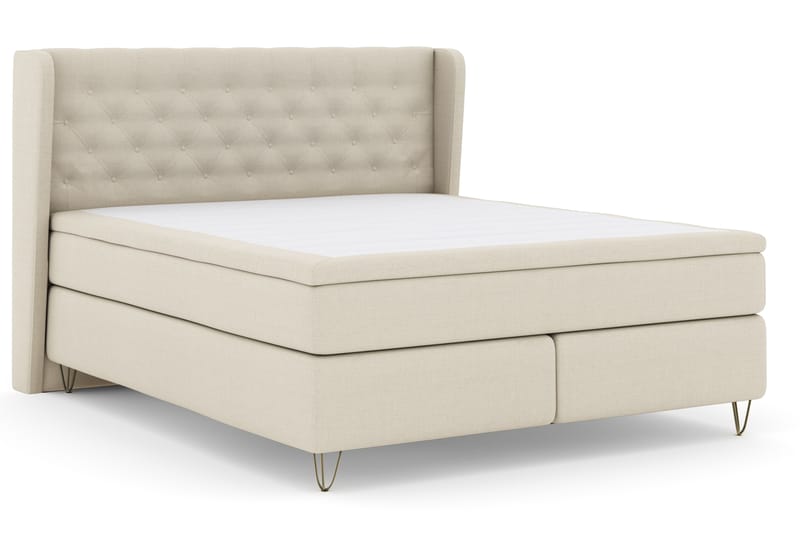 Select No 4 Komplett Sängpaket 180x200 Fast - Beige/Metall V-form - Komplett sängpaket - Kontinentalsäng - Dubbelsäng