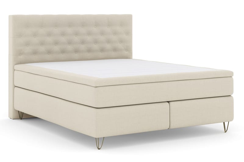 Select No 4 Kontinentalsäng 210x210 Fast/Medium - Beige/Metall V-Form - Möbler - Säng - Kontinentalsäng