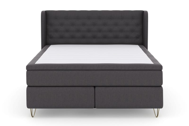 Select No 5 Komplett Sängpaket 210x210 Fast/Medium Latex, Mörkgrå/Metall V-form