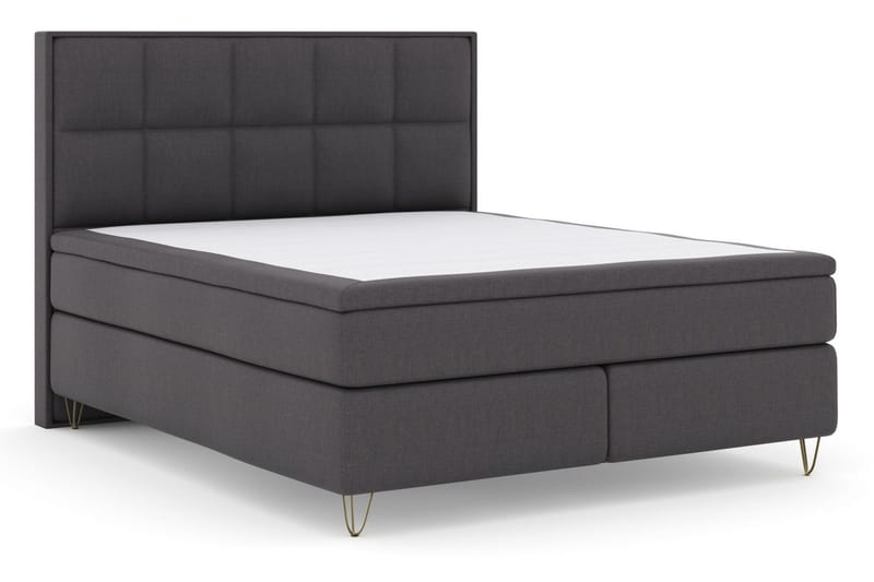Select No 5 Komplett Sängpaket 210x210 Fast/Medium Watergel - Mörkgrå/Metall V-form - Möbler - Säng - Kontinentalsäng
