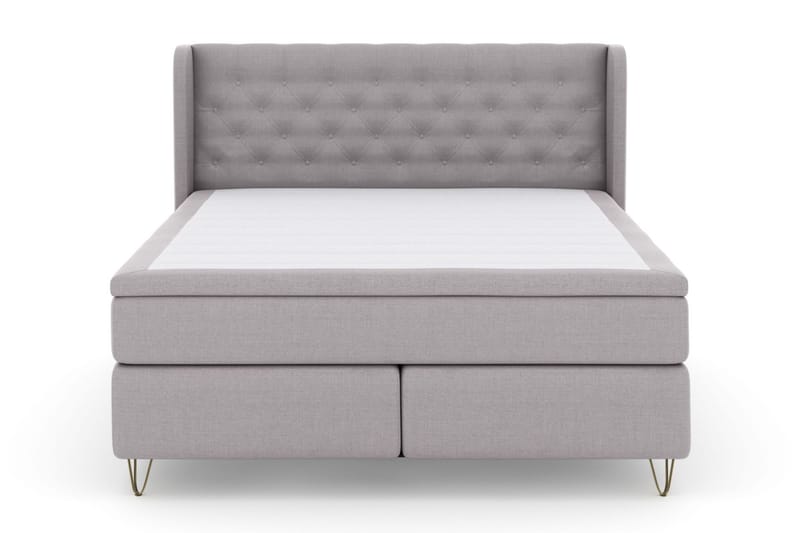Select No 5 Komplett Sängpaket 210x210 Medium Watergel - Ljusgrå/Metall V-form - Komplett sängpaket - Kontinentalsäng - Dubbelsäng - Familjesäng