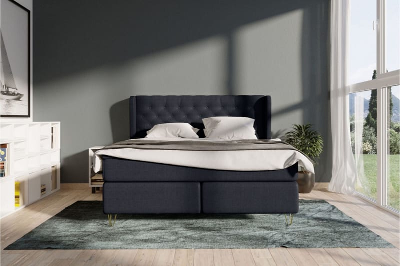 Select No 6 Komplett Sängpaket 120x200 Fast Memory/Pocket - Blå/Metall V-form - Möbler - Säng - Kontinentalsäng