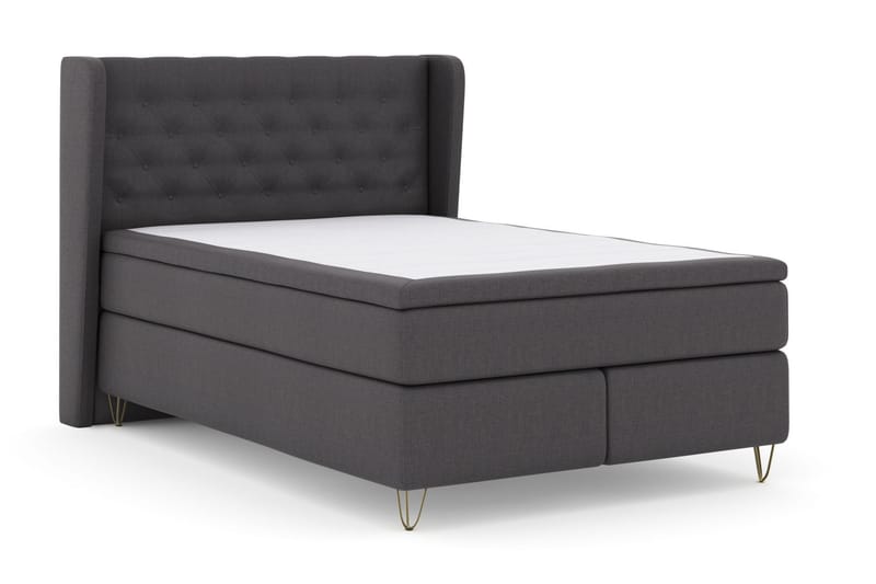 Select No 6 Komplett Sängpaket 140x200 Fast Watergel - Mörkgrå/Metall V-form - Möbler - Säng - Komplett sängpaket