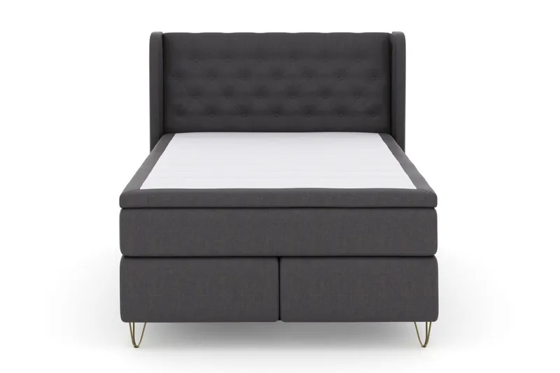 Select No 6 Komplett Sängpaket 140x200 F/M Memory/Pocket, Mörkgrå/Metall V-form